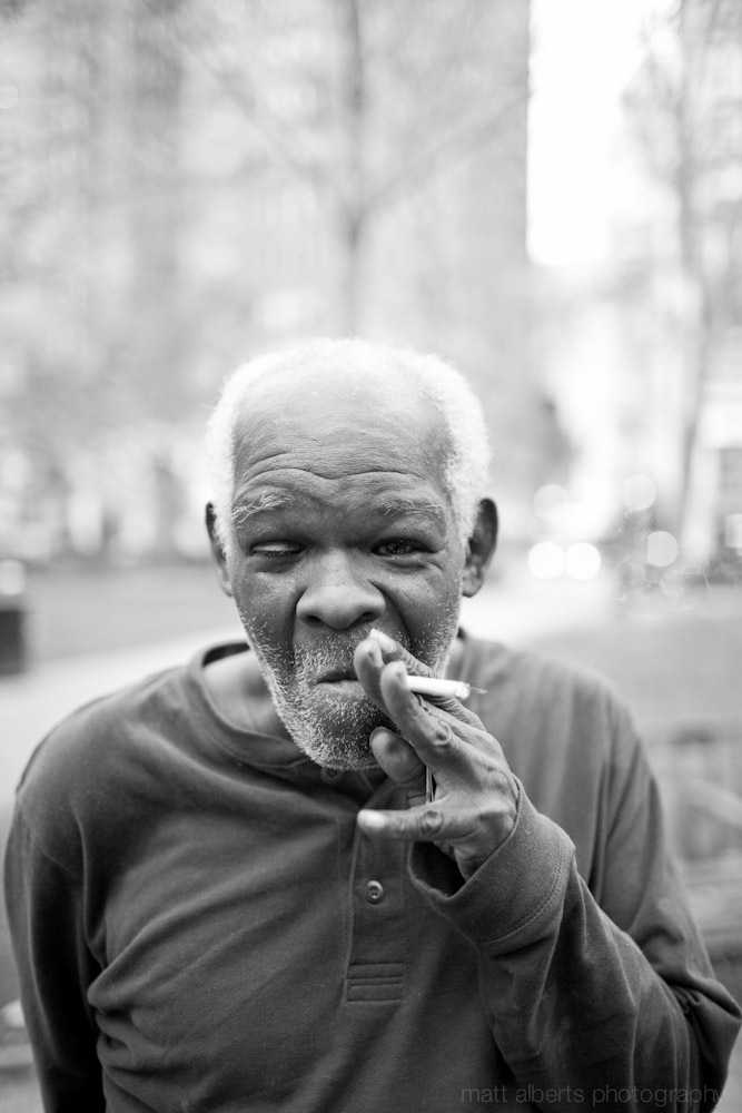 Portrait of a homeless man in Philadelphia PA